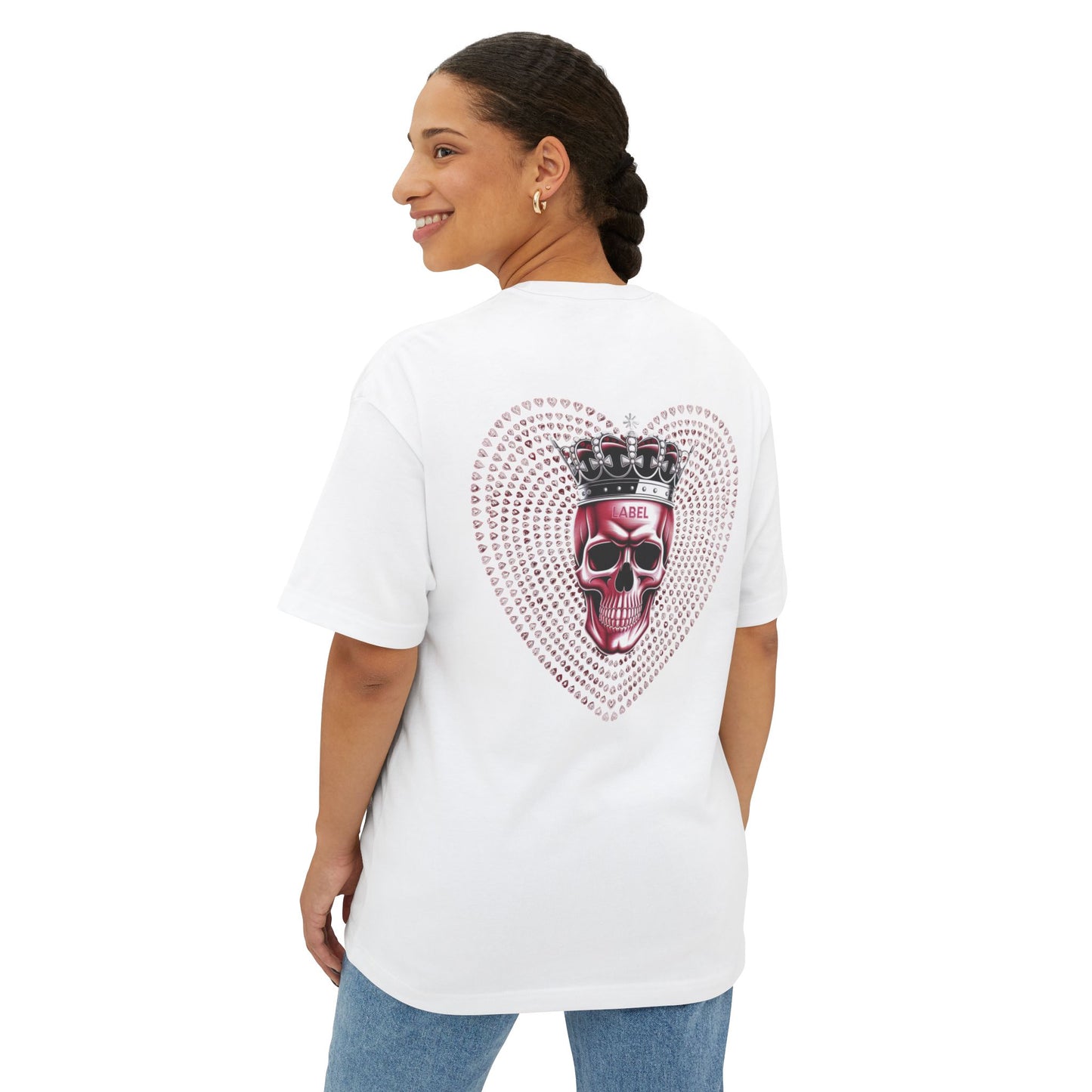 Trendy Oversized Tee with Skull and Heart Design - Perfect for Fashion Lovers