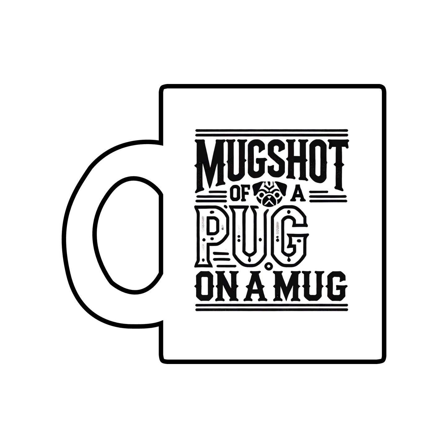 "Funny Pug Mugshot" Clear Glass Mug with Handle, 10oz