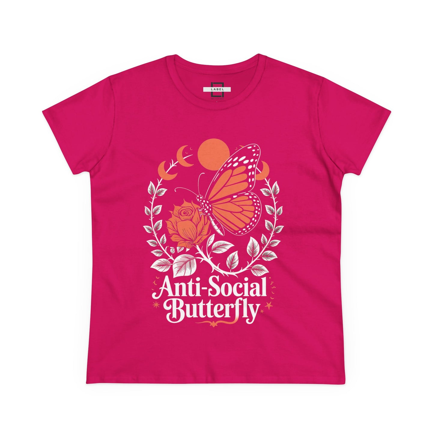 Anti-Social Butterfly Women's Cotton Tee - Stylish & Comfortable Graphic Tee