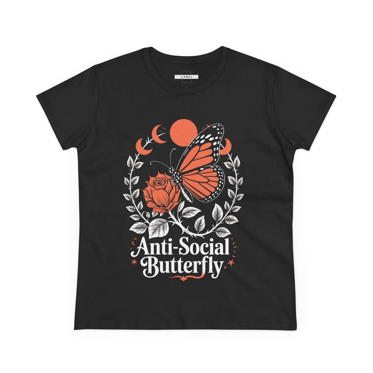 Anti-Social Butterfly Women's Cotton Tee - Stylish & Comfortable Graphic Tee