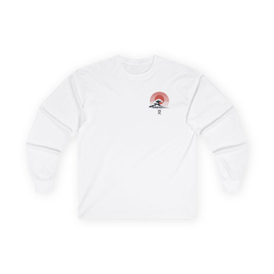 Sunset Print Long Sleeve Tee, Relaxed Casual Tee, Graphic Tee for Nature Lovers, Unisex Gift, Summer Vibes Shirt