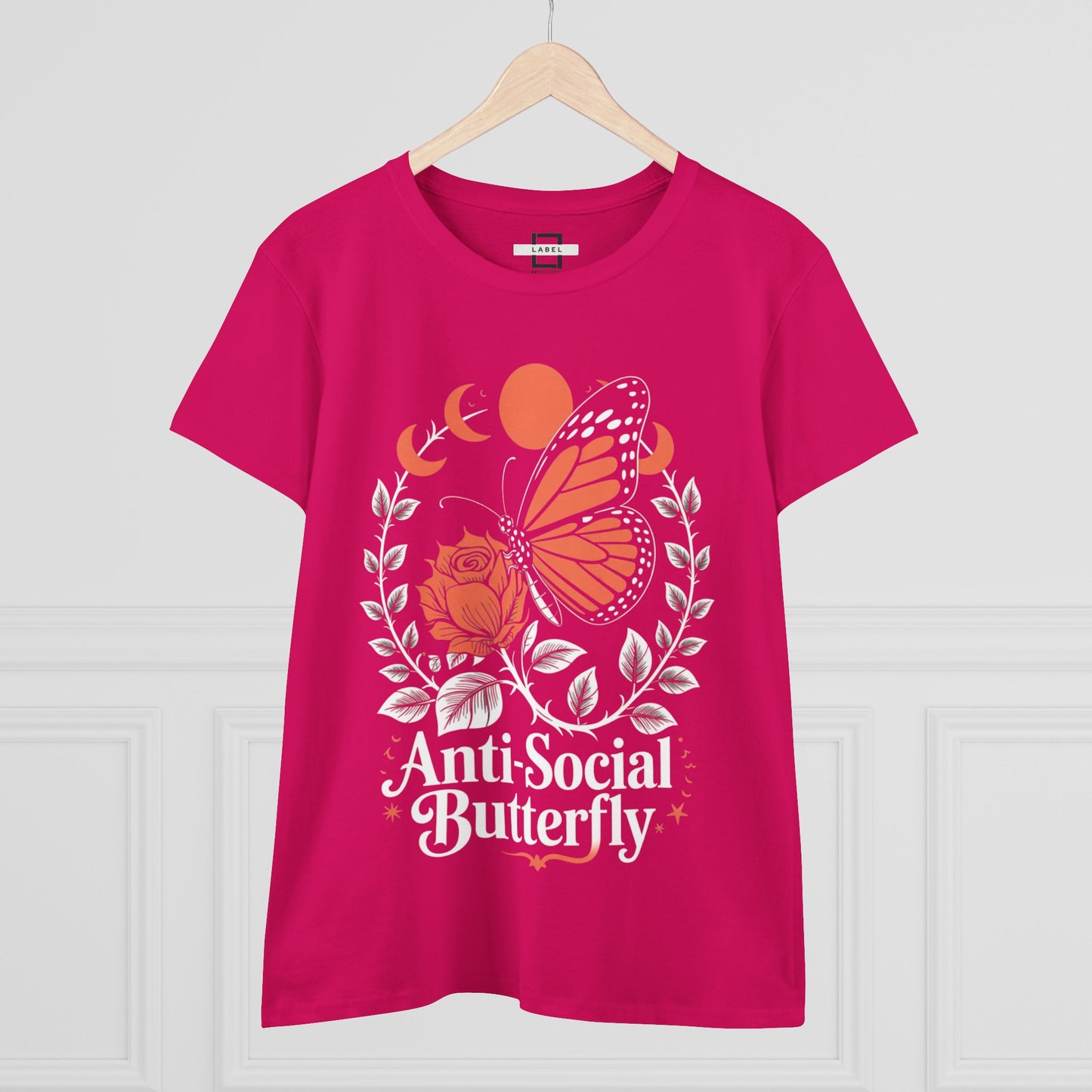Anti-Social Butterfly Women's Cotton Tee - Stylish & Comfortable Graphic Tee