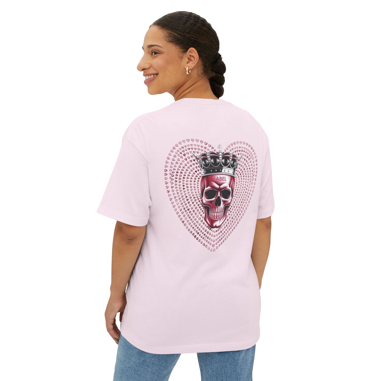 Trendy Oversized Tee with Skull and Heart Design - Perfect for Fashion Lovers