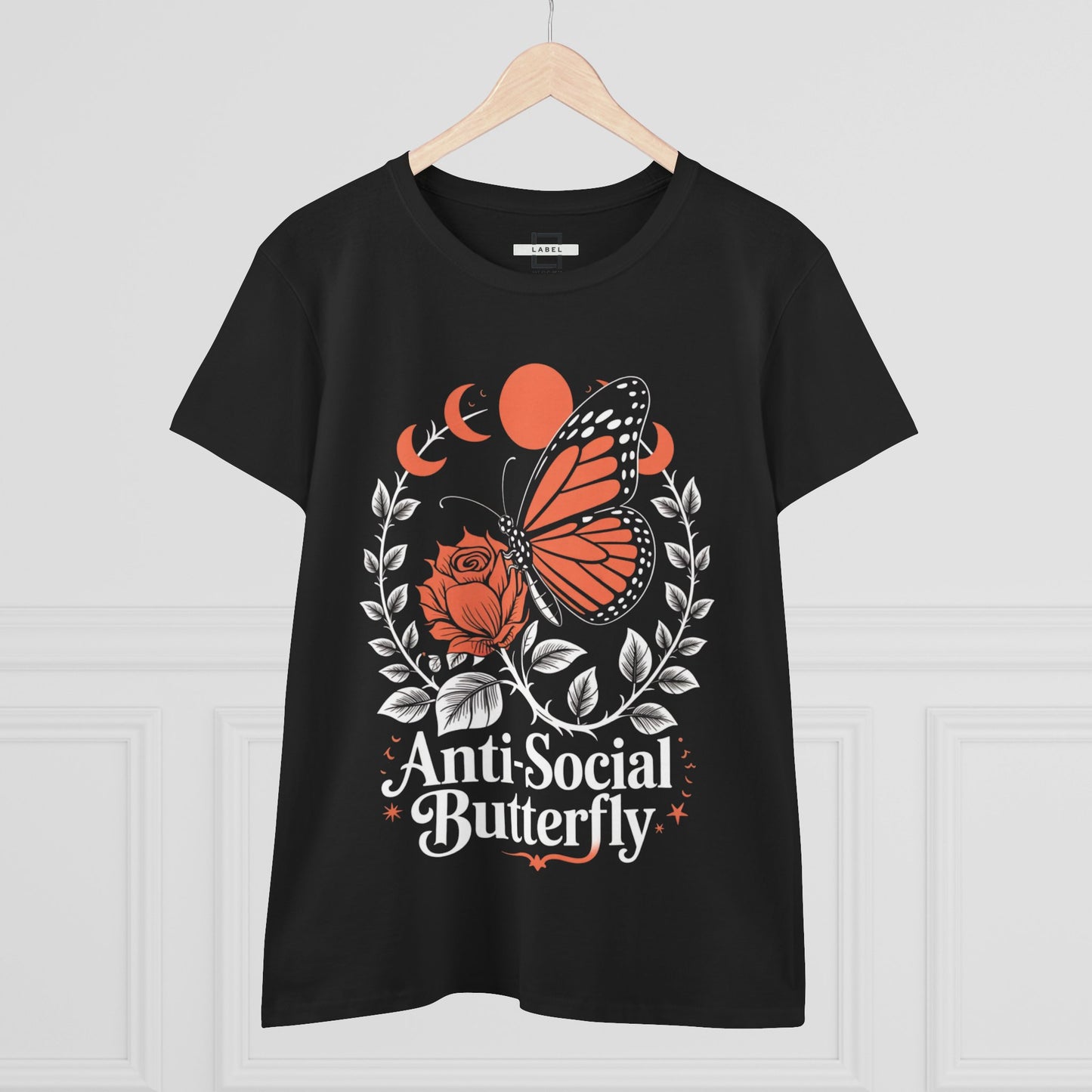 Anti-Social Butterfly Women's Cotton Tee - Stylish & Comfortable Graphic Tee