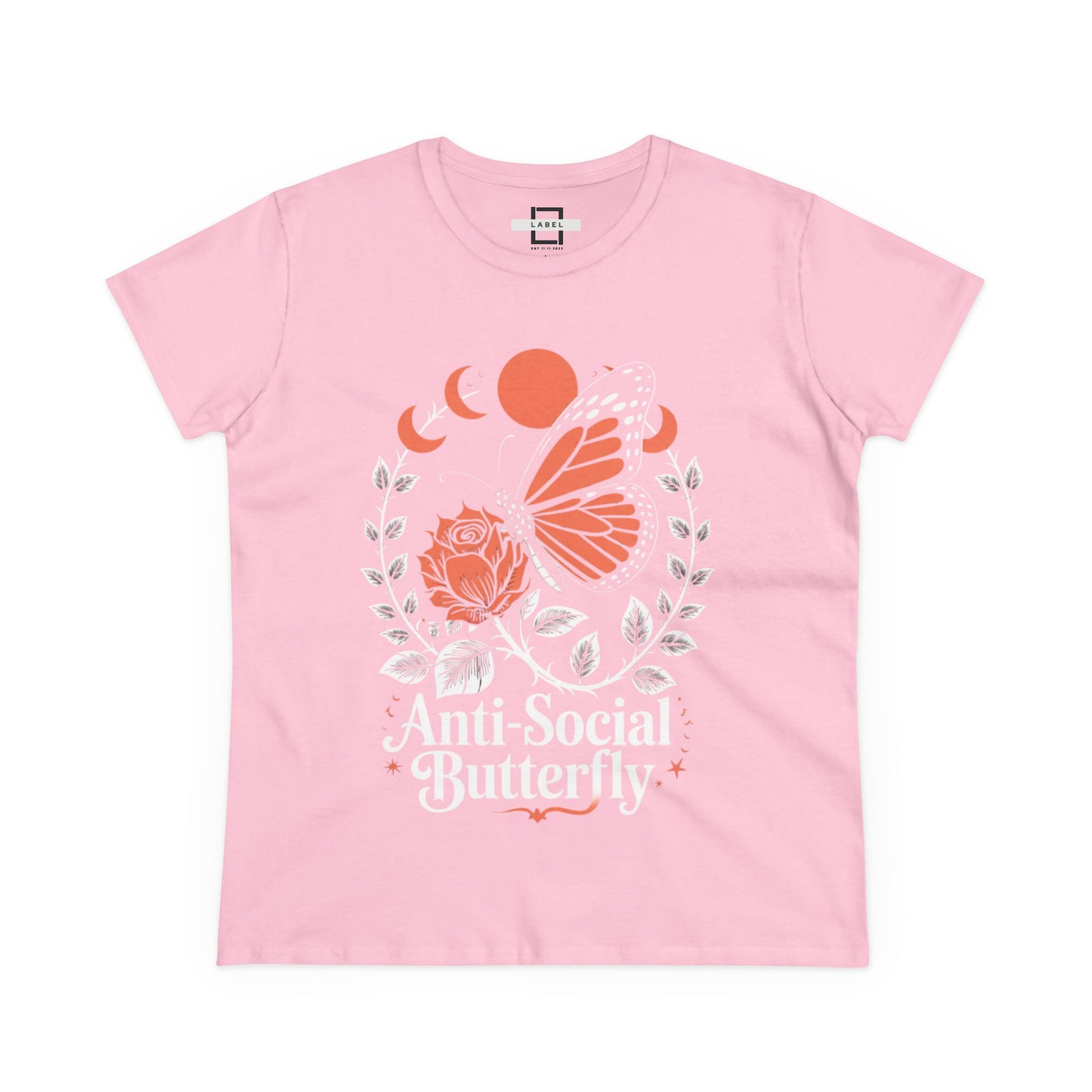 Anti-Social Butterfly Women's Cotton Tee - Stylish & Comfortable Graphic Tee